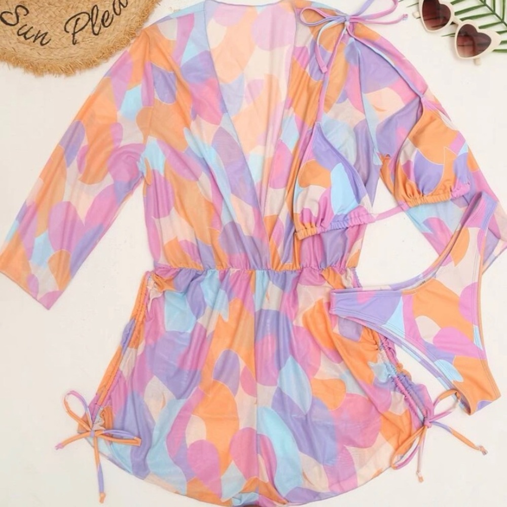 3 pack bikini swimsuit & coverup